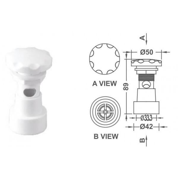 EM1834 Air Valve Control Connection 1" Colour White Emaux Emaux - 1