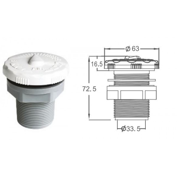 EM1835 Standard Air Valve Control Connection 1.5" Emaux Emaux - 1