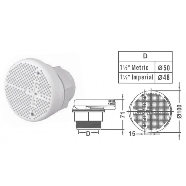EM3811 Suction Drain Lock Nut Connection1.5" Emaux Emaux - 1