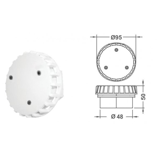 EM3833A Suction Drain Straight Body (with bolt) Connection 1.5" Color White Emaux Emaux - 1