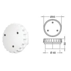 EM3833A Suction Drain Straight Body (with bolt) Connection 1.5" Color White Emaux