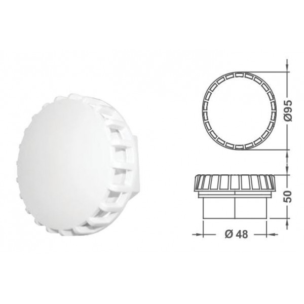 EM3833B Suction Drain Straight Body Connection 1.5" Color White Emaux Emaux - 1