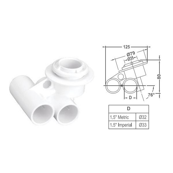 EM1138 Ф25mm Air & Ф25mm Water Tee Body Colour White Emaux