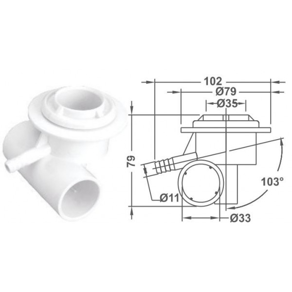 EM1148 Ф10mm Barb Air & Ф25mm Water Tee Body Colour White Emaux Emaux - 1