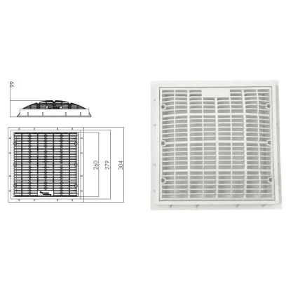 EM2813 VGB Anti Vortex Maindrain Square 12" x 12" Colour White Emaux - 1