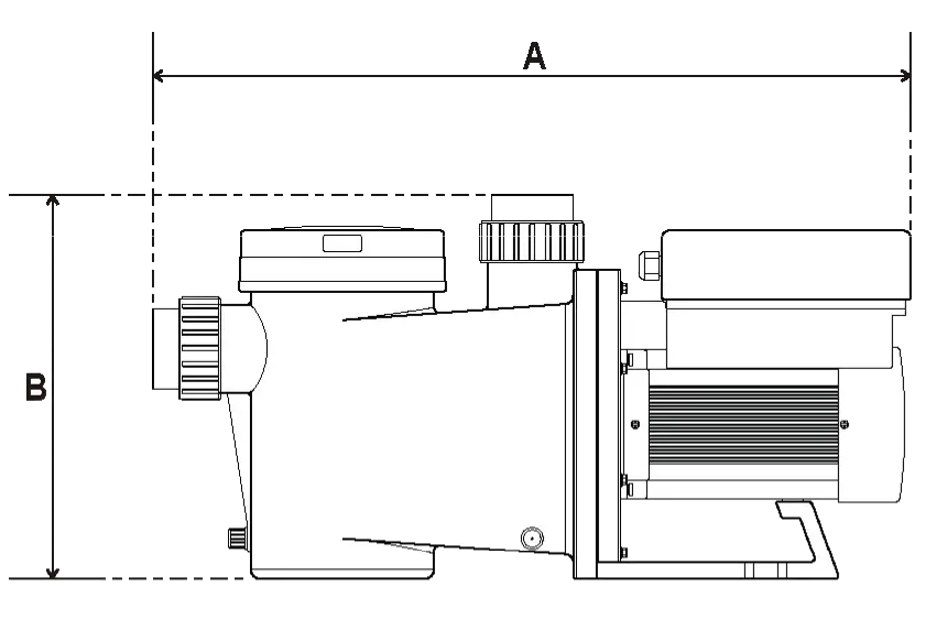 INVERCAPTAIN PUMP Side View Dimension A and B Diagram