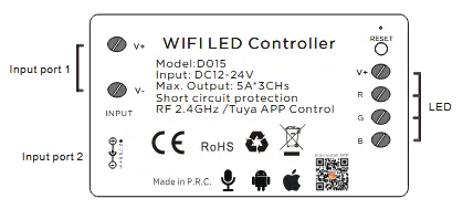 แผนภาพการเชื่อมต่อ WIFI LED Controller แบบ 2 input