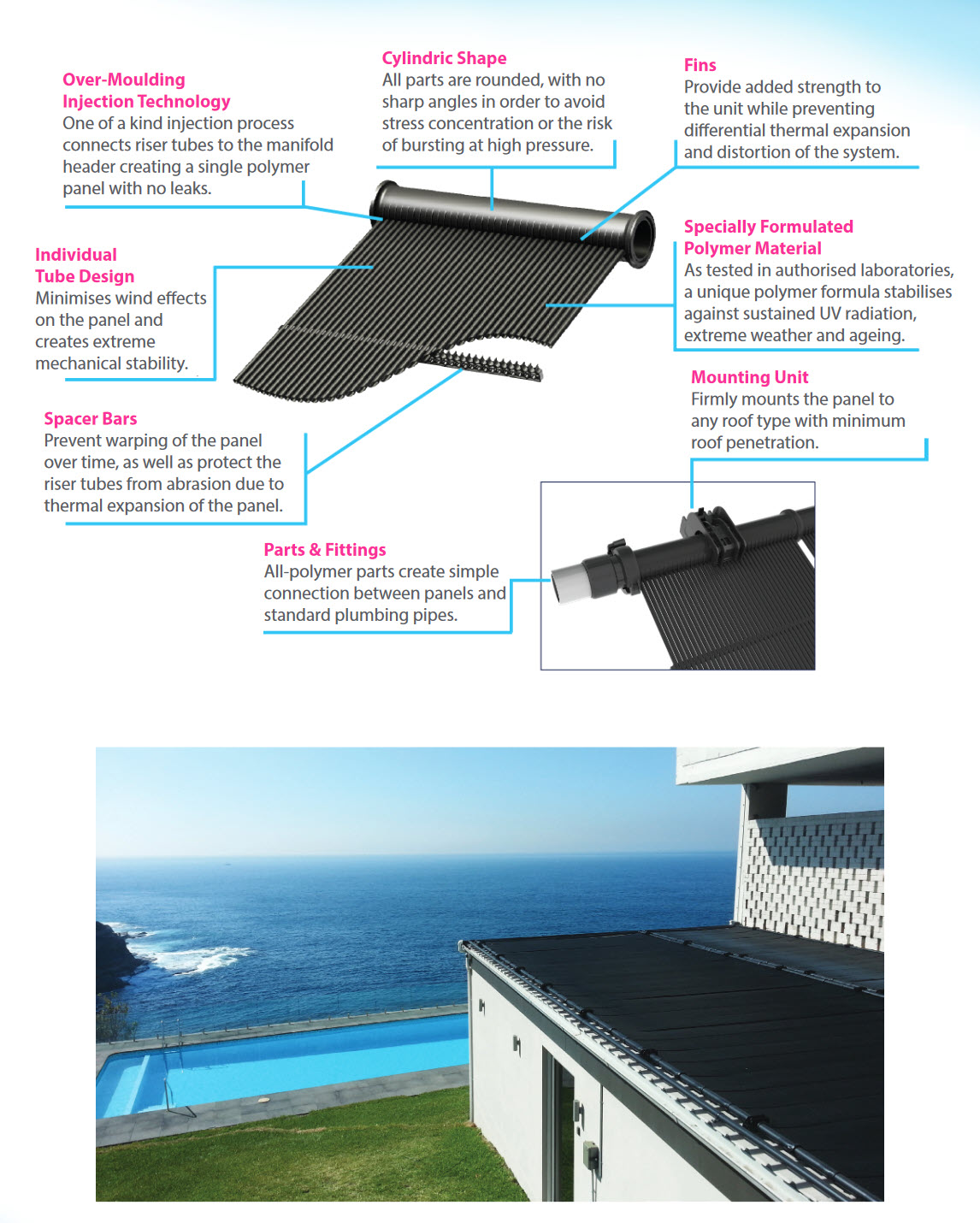 10 HC‐50 Solar Heating Systems for pool 50 Sq.M. 10 Panel 48 Sq.M. Roof Area HELIOCOL