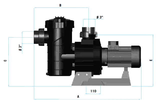 ขนาดปั๊ม Maxim มุมมองด้านข้าง-08005