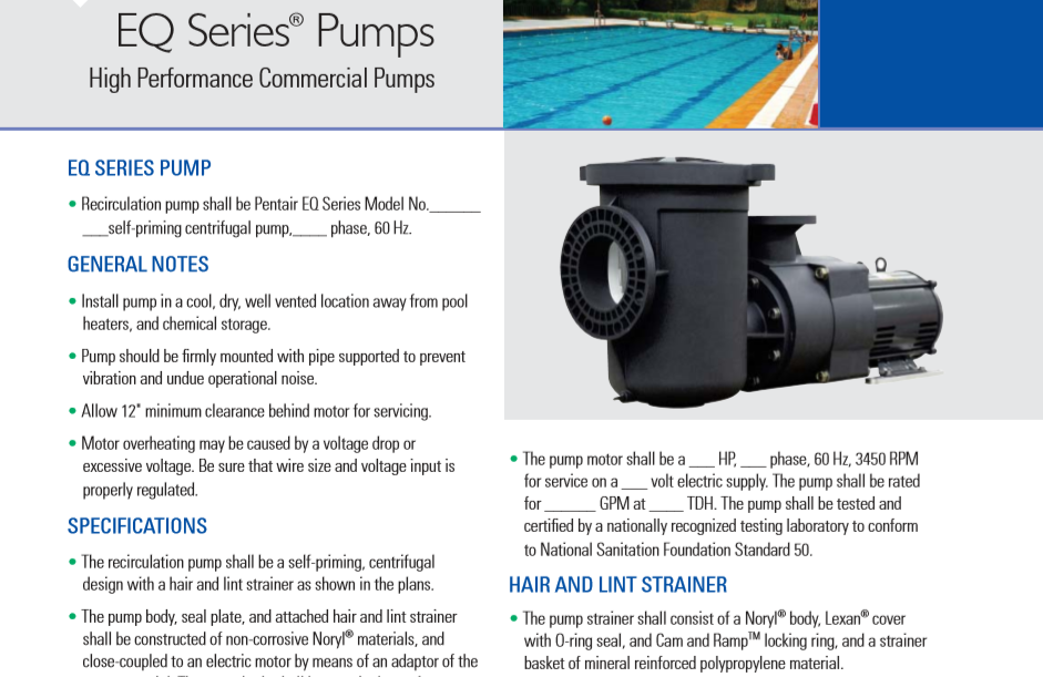 Pentair 340080-ปั๊มสระว่ายน้ำ