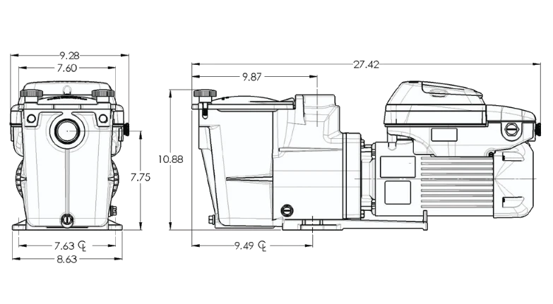 Hayward Super Pump VS 700 Dimensions Diagram