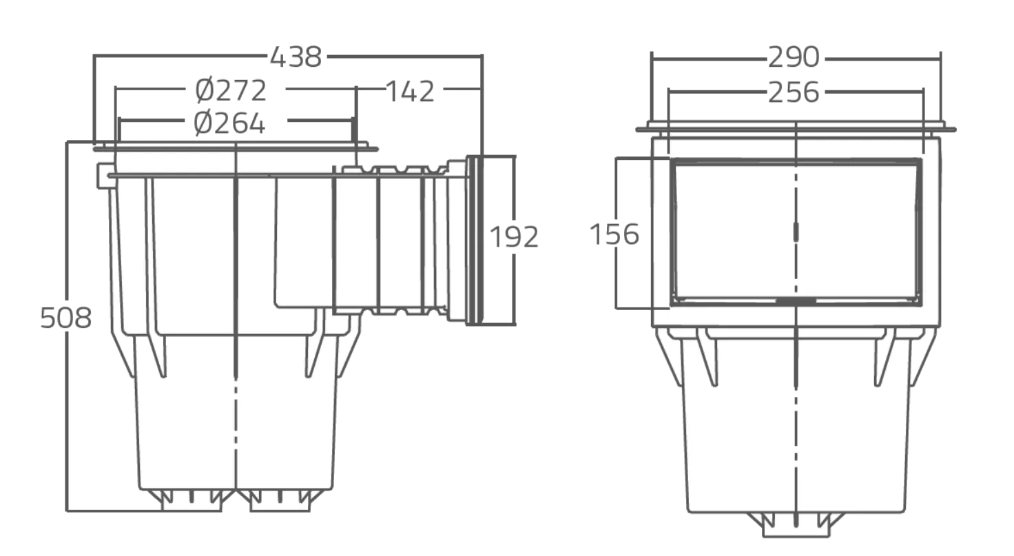 แบบแปลนขนาดและมิติสกิมเมอร์ EMAUX EM0030-RC Heavy Duty