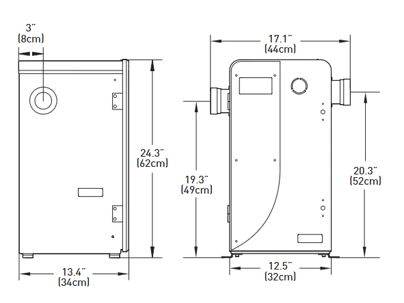 Dimensions for AOP 200 and 350