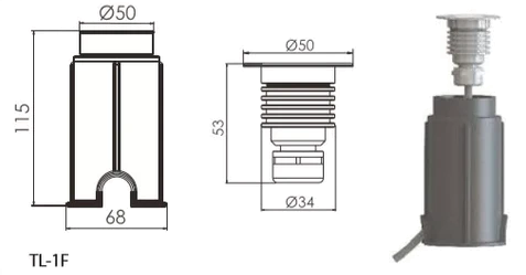 ขนาดและมิติของโคมไฟ Terra-Lux รุ่น TL-1F